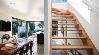 Box Living - Highly Commended – 2016 TIDA architecture, handrail, house, interior design, property, real estate, stairs, white