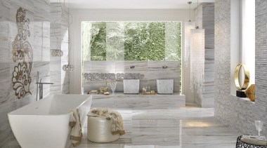 Marmi Imperiali - Zebrino Gold - Marmi Imperiali bathroom, ceramic, floor, flooring, home, interior design, living room, plumbing fixture, tap, tile, wall, gray