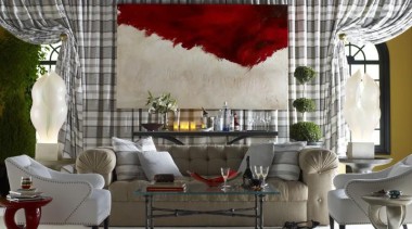 "My natural inclination for grandeur prompts me to chair, couch, furniture, home, interior design, living room, room, table, wall, window, gray