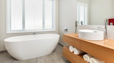 Landmark Homes Karapiro Design Bathroom - Landmark Homes bathroom, bathroom sink, floor, interior design, plumbing fixture, product design, room, tap, window, white