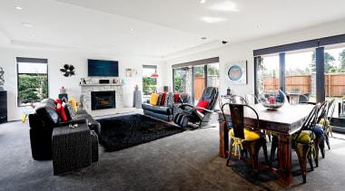 Large open plan living flowing to outdoor spaces home, house, interior design, living room, property, real estate, room, white, black