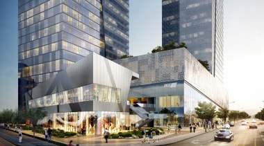 New Lotte Mall 10 - New Lotte Mall architecture, building, city, commercial building, condominium, corporate headquarters, headquarters, metropolis, metropolitan area, mixed use, plaza, real estate, skyscraper, tower block, gray, white