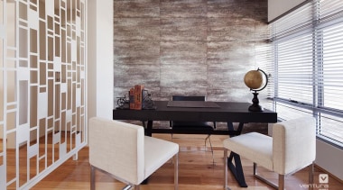 Home office / study design. - The Prodigy architecture, floor, flooring, furniture, hardwood, home, interior design, interior designer, laminate flooring, living room, loft, table, wall, wood, wood flooring, gray