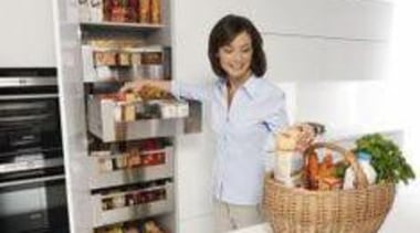 Keep all your goodies organised with the Space furniture, kitchen, kitchen appliance, product, refrigerator, shelving, white