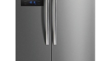 584L Side-by-Side Fridge FreezerGross Capacity: 584L349L Fridge + home appliance, kitchen appliance, major appliance, product, product design, refrigerator, gray, white