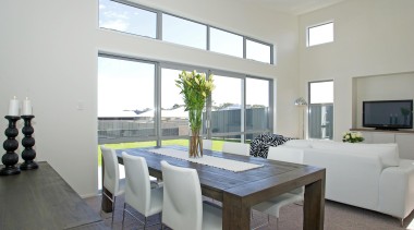 Dining and Living areaFor more information, please visit interior design, living room, property, real estate, table, window, gray