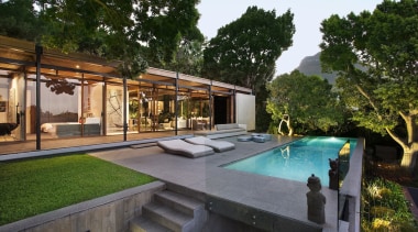 Dive into the elegant pool, before drying off architecture, backyard, estate, home, house, leisure, outdoor structure, property, real estate, resort, swimming pool, villa, brown