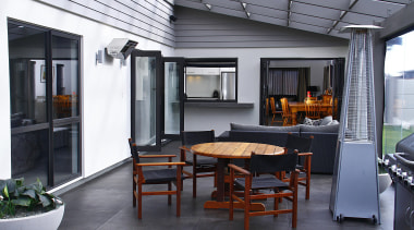 Outdoor living area - interior design | patio interior design, patio, gray, black