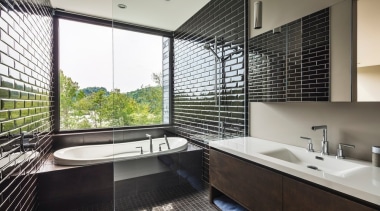 Estrade Residence – bathroom - Estrade Residence – architecture, bathroom, daylighting, estate, home, interior design, property, real estate, room, window, black, white