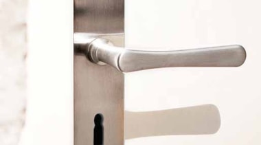 1935, Solid Lever Handle on Plate.Satin Nickel - door handle, hardware accessory, lock, product design, white