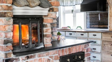 Pizza night - every night! who needs a brick, countertop, fireplace, hearth, masonry oven, gray, black