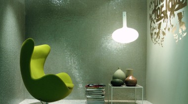 ​​​​​​​vetro silver lux wall mosaic ceiling, chair, floor, furniture, green, interior design, lighting, product design, table, wall, wallpaper, green