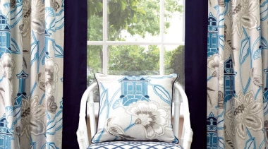 Lantern Garden - Lantern Garden - blue | blue, chair, curtain, decor, furniture, home, interior design, living room, product, room, textile, window, window blind, window covering, window treatment, white