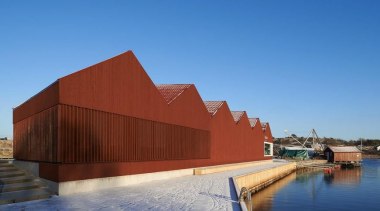 Great care has been taken to ensure that architecture, building, facade, house, reflection, roof, sky, water, teal