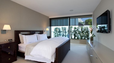 Luxaflex motorised roller blinds - Luxaflex motorised roller architecture, bedroom, ceiling, hotel, interior design, property, real estate, room, suite, gray