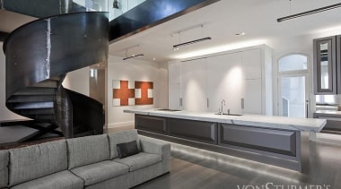 Landmark Villa Renovation - Landmark Villa Renovation - countertop, floor, interior design, living room, gray, black