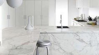 Back benchtop and panel Formica 180fx Carrera Marble ceramic, floor, flooring, furniture, interior design, product design, table, tap, tile, white, gray