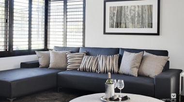 Living Room Design. - The Element Display Home couch, furniture, home, interior design, living room, loveseat, room, table, window, window covering, white, black, gray