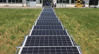 Transportable Solar Microgrid - Transportable Solar Microgrid - asphalt, grass, road surface, solar energy, solar panel, solar power, walkway, brown, black