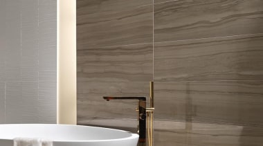 Wall tiles: Brown StriatoFloor Tiles: Neoclassico C bathroom, ceramic, floor, flooring, interior design, plumbing fixture, product design, tap, tile, wall, gray, brown