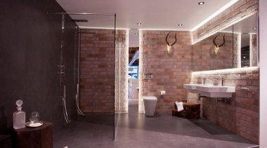 Laminam is a new concept in decorative surfaces bathroom, ceiling, floor, flooring, interior design, room, tile, wall, gray, black