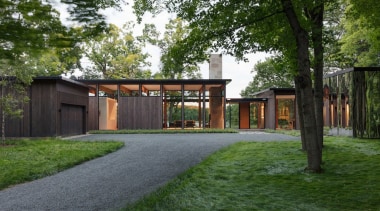 Another view of the home in the evening architecture, cottage, estate, facade, home, house, pavilion, property, real estate, shed, green