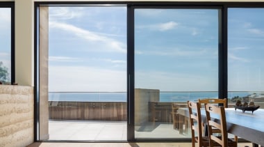 The dining room has uninterrupted views of the apartment, condominium, door, home, house, interior design, penthouse apartment, property, real estate, window, gray, white