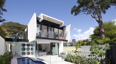 Architect: Gray PuksandPhotography by Shannon McGrath architecture, building, elevation, facade, family car, home, house, property, real estate, residential area, villa, blue