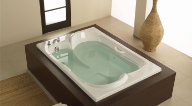 Perfect for a spa like design, this Amma bathroom sink, bathtub, jacuzzi, plumbing fixture, product design, sink, tap, white, brown