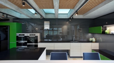Lara  Farmilo of Poggenpohl Akzente - Winner architecture, ceiling, countertop, daylighting, interior design, kitchen, loft, black, gray