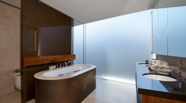 Bedroom ensuite - Bedroom ensuite - architecture | architecture, bathroom, interior design, product design, real estate, room, sink, brown, gray