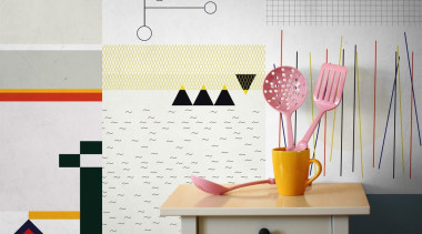 One of the challenges when putting up wallpaper design, interior design, product design, wall, yellow, white