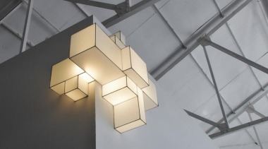 These clean-lined lampshades elegantly merge sculpture and illumination.What architecture, ceiling, daylighting, lampshade, light, light fixture, lighting, lighting accessory, product design, structure, gray