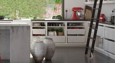 Tanova Ventilated Drawers in Kitchen Setting - Classic furniture, home appliance, kitchen, major appliance, gray