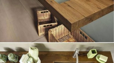 wood and glass - transparent sink - floor floor, furniture, product design, table, wood, brown