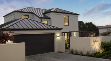 New Albany Show Home - New Albany Show building, elevation, estate, facade, garage door, home, house, property, real estate, residential area, roof, siding, gray