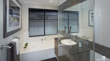 Bathroom design. - The Macquarie Display Home - architecture, bathroom, estate, interior design, property, real estate, room, window, gray