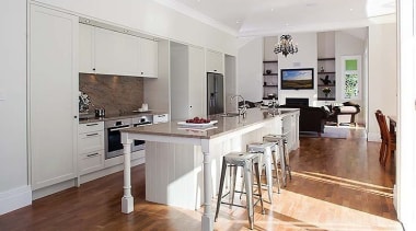 Light and Space  prevail - countertop | countertop, cuisine classique, floor, flooring, interior design, kitchen, property, real estate, room, wood flooring, white