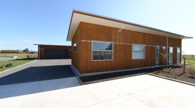 On a Taranaki rural block by Fowler HomesFor architecture, facade, home, house, property, real estate, shed, white