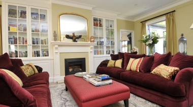 For more information, please visit www.gjgardner.co.nz estate, home, interior design, living room, property, real estate, room, window, gray, red
