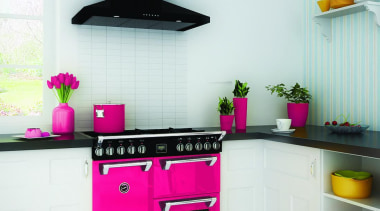 Belling Kitchen with Floral burst Richmond Range - countertop, home appliance, interior design, kitchen, kitchen appliance, kitchen stove, product, purple, white