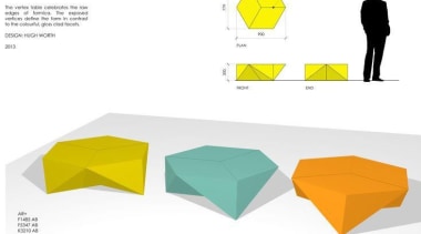 by Hugh Worth - Vertex Table - angle angle, design, diagram, furniture, line, product, product design, table, triangle, yellow, white