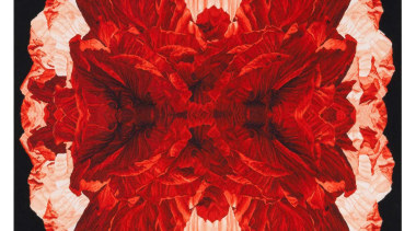 The Poppy Night wallhanging is inspired by macro cut flowers, flower, flower arranging, peach, petal, red, red