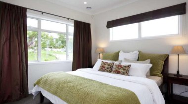 Master bedroom with white walls, dark red curtains bed frame, bedroom, ceiling, curtain, estate, home, interior design, property, real estate, room, suite, window, window covering, window treatment, gray