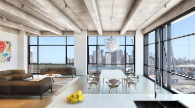 AA Studio is currently in the process of apartment, ceiling, condominium, daylighting, interior design, living room, loft, penthouse apartment, real estate, white