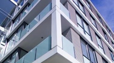 Villaboard Soffit Lining - Villaboard Soffit Lining 1 apartment, architecture, building, commercial building, condominium, corporate headquarters, daylighting, daytime, elevation, facade, headquarters, house, mixed use, property, real estate, residential area, sky, tower block, gray, blue