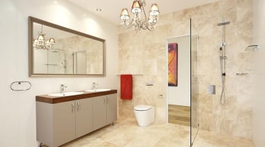 Caroma Cube Wall Faced Invisi II toilet suite bathroom, bathroom accessory, bathroom cabinet, floor, flooring, home, interior design, plumbing fixture, room, tile, wall, orange