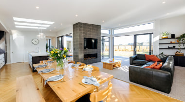 Herringbone floors are just one of many interior 