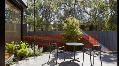 One of several contemporary outdoor spaces. 