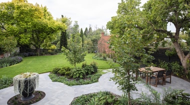 A fountain of foliage to the left and 